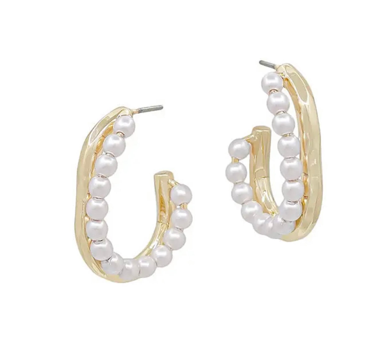 GOLD & PEARL DOUBLE HOOPS